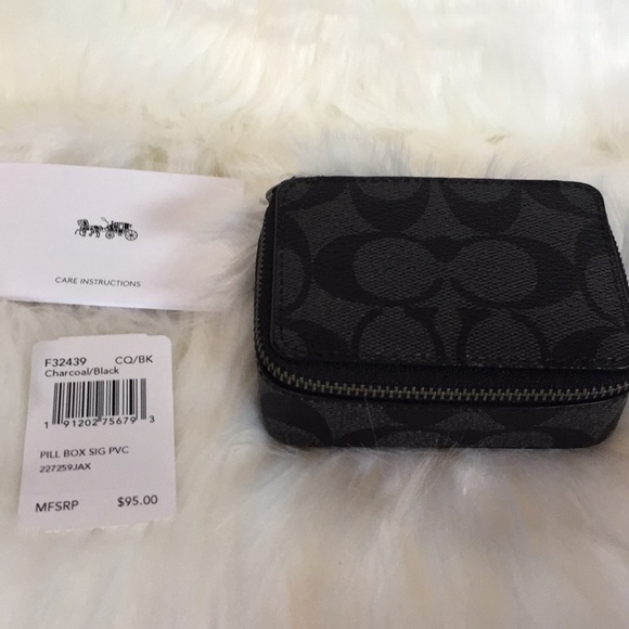 Coach Black Monogram Pill Box - Picture 1 of 5